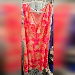 Vibrant Pink and Orange Sleeveless Dress